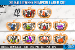3D Halloween Pumpkin Laser Cut Bundle, Halloween Scene SVG Product Image 1