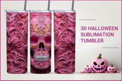 3d halloween sublimation tumbler, pink scull tumbler wrap Product Image 1