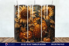 3D Halloween Sunflowers with Pumpkins Tumbler Wrap Product Image 1