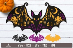 3d Haunted House Bat Halloween Layered SVG design