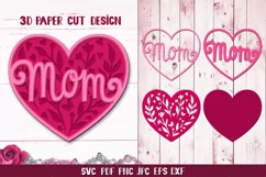 3D Heart Papercut,Mom SVG, Mother's Day SVG,Floral Heart SVG Product Image 1