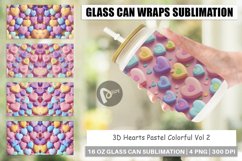 Glass Can Wraps 3D Hearts Pastel Colorful Product Image 1