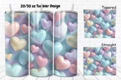 3D Hearts Pastel 20/30oz Skinny Tumbler Product Image 1