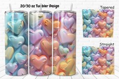 3D Hearts Pastel 20/30oz Skinny Tumbler Product Image 1