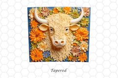 3D Highland Cow 20 oz Skinny Tumbler Wrap Sublimation Design