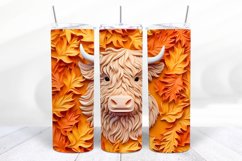 3D Highland Cow 20 oz Skinny Tumbler Wrap Sublimation Design