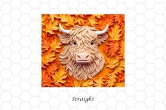3D Highland Cow 20 oz Skinny Tumbler Wrap Sublimation Design