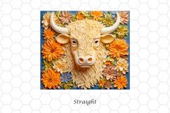 3D Highland Cow 20 oz Skinny Tumbler Wrap Sublimation Design