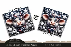 3D Patriotic Highland Cow Tumbler Wrap PNG Product Image 3