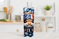 3D Patriotic Highland Cow Tumbler Wrap PNG Product Image 2