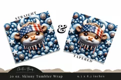3D Patriotic Highland Cow Tumbler Wrap PNG Product Image 3
