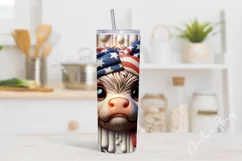 3D Highland Cow Patriotic Tumbler Wrap PNG Product Image 2