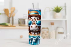 3D Highland Cow Beach Tumbler Wrap PNG Product Image 2