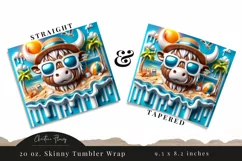 3D Highland Cow Beach Tumbler Wrap PNG Product Image 3