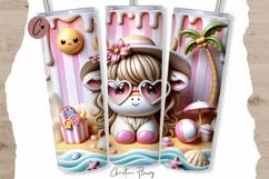 3D Cute Highland Cow Summer Tumbler Wrap PNG Product Image 1