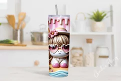 3D Cute Highland Cow Summer Tumbler Wrap PNG Product Image 2