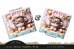 3D Cute Highland Cow Summer Tumbler Wrap PNG Product Image 3