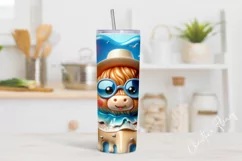 3D Highland Cow Summer Tumbler Wrap PNG Product Image 2