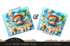 3D Highland Cow Summer Tumbler Wrap PNG Product Image 3