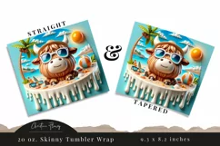 3D Beach Highland Cow Tumbler Wrap PNG Product Image 3