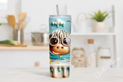 3D Highland Cow Beach Tumbler Wrap PNG Product Image 2