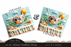 3D Highland Cow Beach Tumbler Wrap PNG Product Image 3