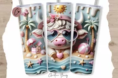 3D Highland Cow Summer Tumbler Wrap PNG Product Image 1