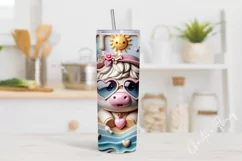 3D Highland Cow Summer Tumbler Wrap PNG Product Image 2