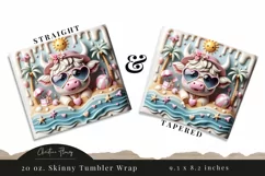3D Highland Cow Summer Tumbler Wrap PNG Product Image 3