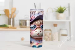 3D Beach Highland Cow Tumbler Wrap PNG Product Image 2