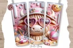 3D Cute Summer Highland Cow Tumbler Wrap PNG Product Image 1