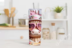3D Cute Summer Highland Cow Tumbler Wrap PNG Product Image 2