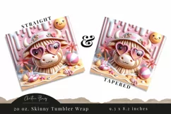 3D Cute Summer Highland Cow Tumbler Wrap PNG Product Image 3