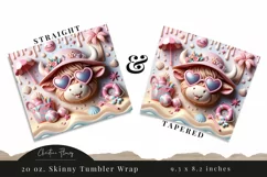 3D Highland Cow Beach Tumbler Wrap PNG Product Image 3