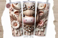 3D Boojee Highland Cow Tumbler Wrap PNG Product Image 1