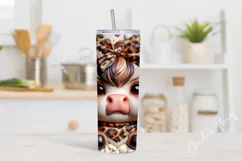 3D Leopard Print Highland Cow Tumbler Wrap PNG Product Image 2