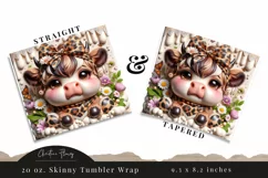 3D Leopard Print Highland Cow Tumbler Wrap PNG Product Image 3