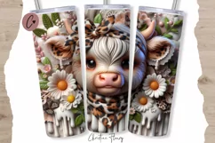 3D Highland Cow Boojee Tumbler Wrap PNG Product Image 1