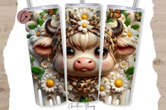 3D Boojee Highland Cow Tumbler Wrap PNG Product Image 1