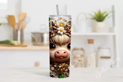 3D Boojee Highland Cow Tumbler Wrap PNG Product Image 2