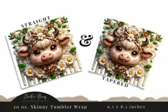 3D Boojee Highland Cow Tumbler Wrap PNG Product Image 3
