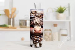3D Leopard Print Highland Cow Tumbler Wrap PNG Product Image 2