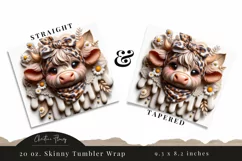 3D Leopard Print Highland Cow Tumbler Wrap PNG Product Image 3