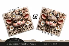 3D Boojee Highland Cow Daisy Tumbler Wrap PNG Product Image 3