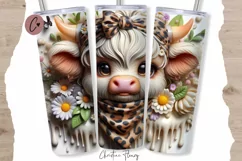 3D Highland Cow Boojee Tumbler Wrap PNG Product Image 1