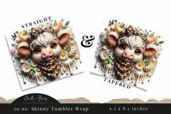3D Highland Cow Boojee Tumbler Wrap PNG Product Image 3
