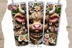 3D Boojee Highland Cow Tumbler Wrap PNG Product Image 1