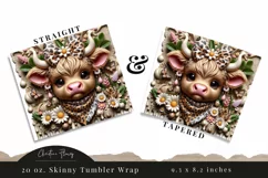 3D Boojee Highland Cow Tumbler Wrap PNG Product Image 3
