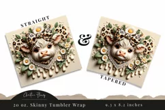 3D Boojee Highland Cow Daisy Tumbler Wrap PNG Product Image 3