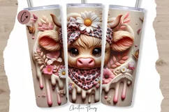 3D Highland Cow Boojee Tumbler Wrap PNG Product Image 1